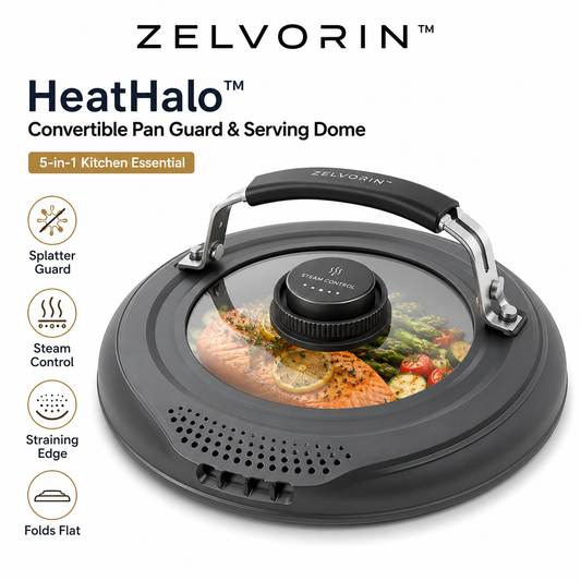 ZELVORIN™ HeatHalo™ Convertible Pan Guard & Serving Dome
