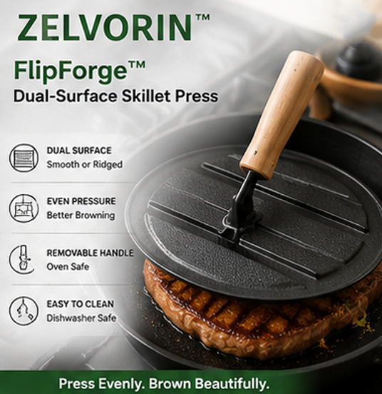 ZELVORIN™ FlipForge™ Dual-Surface Skillet Press